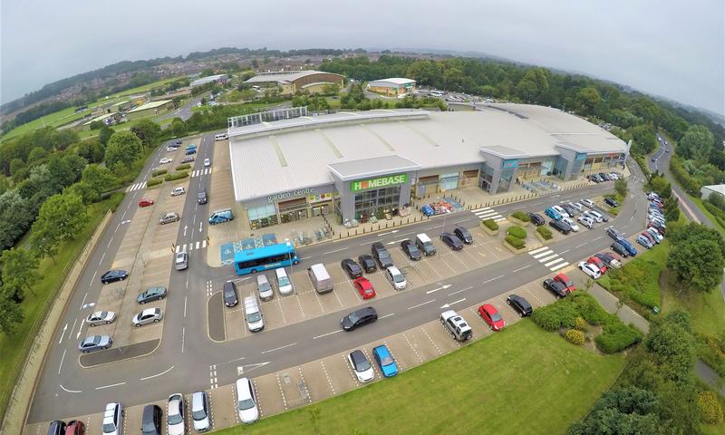drone image of Homebase retail park