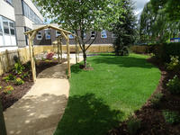 Barnsley Hospital Memorial Garden with freshly cut grass