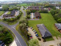 drone shot of business park in Northumberland